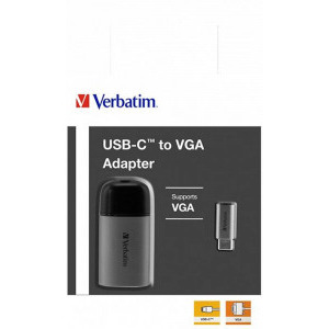 Verbatim 1x USB-C Male - 1x VGA Female, negru-gri