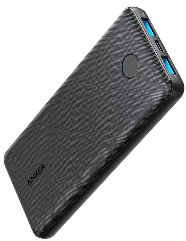Baterie externa Anker PowerCore Slim, 10000 mAh, 2x USB, Black, tehnologia PowerIQ si VoltageBoost