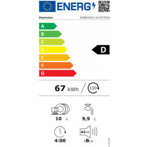 Electrolux EEM63301L, Slim, 10 seturi, 8 programe, Clasa D, Time Beam, Inverter, SatelliteClean, 45 cm