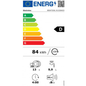 Electrolux EES47320L, 13 seturi, 8 programe, Inverter, AirDry, Clasa D, 60 cm