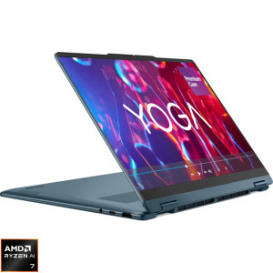 Laptop Lenovo 14'' Yoga 7 2-in-1 14AGP11, WUXGA OLED Touch, Procesor AMD Ryzen™ AI 7 445 (8M Cache, up to 4.6 GHz), 32GB LPDDR5X, 1TB SSD, AMD Radeon 840M, Win 11 Pro, Tidal Teal, 3Yr Onsite Premium Care