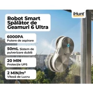 iHunt pentru geamuri Window 6 Ultra, 500 mAh, 6000Pa, Alb
