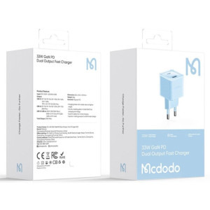 Mcdodo 1x USB, 1x USB-C, Fast Charge 33W, Blue