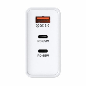 Lemontti 1x USB, 2x USB-C, Fast Charge 65W, GaN, White