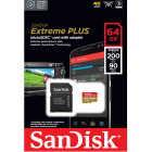 Card memorie SanDisk Micro SDXC Extreme Plus 64GB UHS-I V30 Class 10 + Adaptor