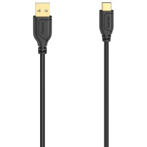 Cablu periferice Hama USB tip A 2.0 Male la USB-C 2.0 Male, 0.75 m, Negru