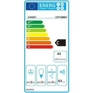 Candy integrata CPY5MBG, Putere de absorbtie 298 m3/h, 3 trepte de viteza, Iluminare LED, Clasa C, 52 cm, Negru