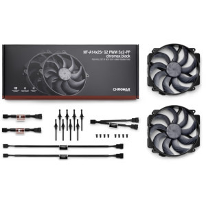 Noctua Set 2x NF-A14x25r G2 PWM Sx2-PP chromax.black 140mm