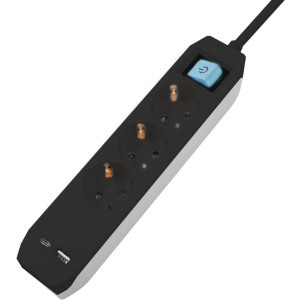 Priza/prelungitor Spacer PP-3-45B-TC-USB, 1x Type-C, 1x USB, 4.5m, Black