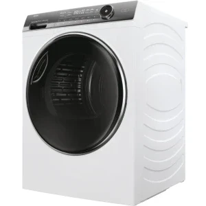 Haier HD90-A3Q979U1-S, Pompa de caldura, 9 kg, Clasa C, Inverter, I-Refresh, hOn, Iluminare interioara, Alb