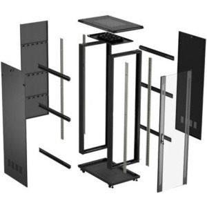 Lanberg FF01-6027-12B 27U, Stand alone, 600 x 1000, Glass door, Panouri laterale detasabile, Negru