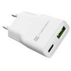 Incarcator retea Natec Ribera Gan, 1x USB-A, 1x USB-C 20 W, White