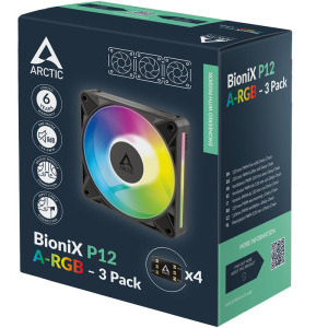 ARCTIC AC BioniX P12 A-RGB 120mm Black Three Fan Pack