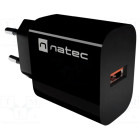 Incarcator retea Natec Ribera, 1x USB-A, 18 W, Black