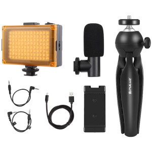 Puluz Kit de inregistrare live trepied + lumina LED + microfon + clema pentru telefon