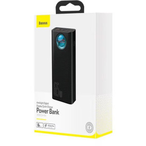 Baseus Amblight 30000 mAh, 4x USB, 1x USB-C, 65W, Black, posibilitate incarcare laptop