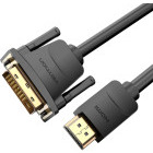 Cablu video Vention HDMI Male - DVI-D Male, 3 m, Negru
