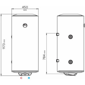 Ariston termoelectric PRO R 150 VTS EVO EU, 2000 W, 150 L, serpentina pe partea stanga, izlolatie termica poliuriten, reglare mecanica exterioara, supapa siguranta