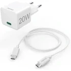 Incarcator retea Hama 1x USB-C, Quick Charge 20 W, White + Cablu USB-C