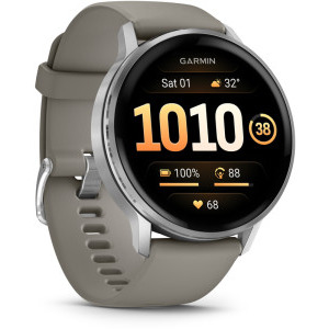 Garmin Venu 4, 45mm AMOLED curea silicon Silver/Silver gray