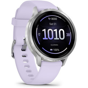 Garmin Venu 4, 41mm AMOLED curea silicon Silver/Periwinkle