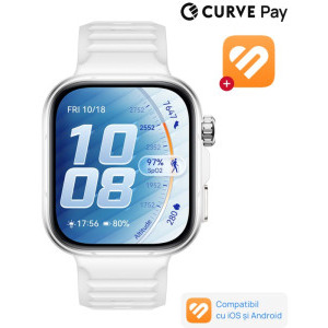 Huawei Watch Fit 5 Pro, White cu White Fluoroelastomer Strap + 3 Months Health+
