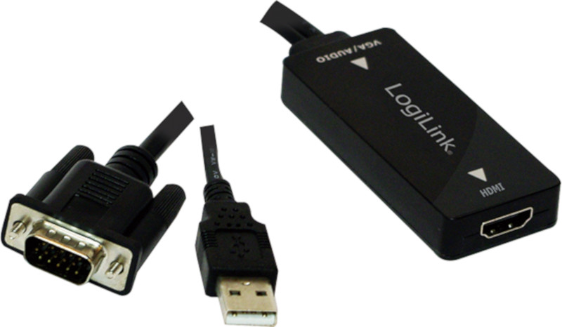 Adaptor Logilink 1x VGA Male + 1x USB Male - 1x HDMI Female