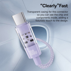 Baseus Gem, USB Male la USB-C Male, 1 m, 100W, Purple
