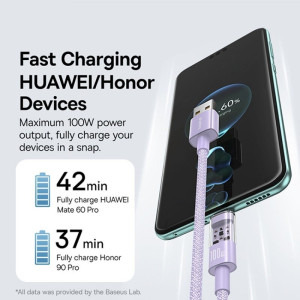 Baseus Gem, USB Male la USB-C Male, 1 m, 100W, Purple