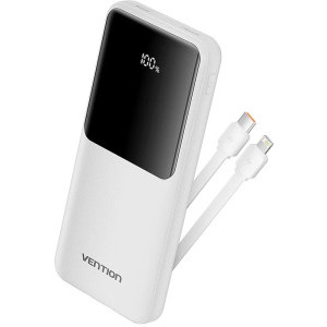 Vention 10000 mAh, 2x USB, 1x USB-C, PD 20W, alb
