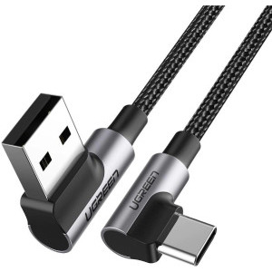 Cablu de date / adaptor Ugreen US176, USB Male la USB-C Male, Angled, 1 m, Black