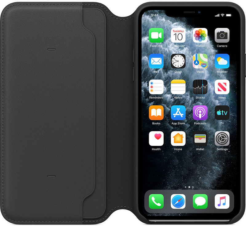 Apple Protectie de tip Book, material piele, pentru iPhone 11 Pro, culoare Black