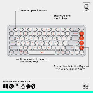 Logitech Pop Icon Combo, Bluetooth, Off-White