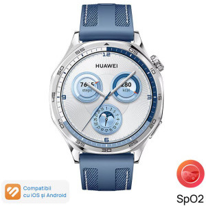Huawei Watch GT 5, 46mm Tarnish Stainless Steel, curea Blue Woven
