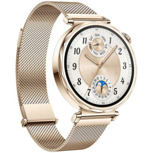 Huawei Watch GT 5, 41mm Pale Gold Stainless Steel, curea Gold Milanese