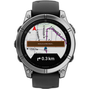 Garmin Fenix E, 47mm Stainless Steel, Black Silicone