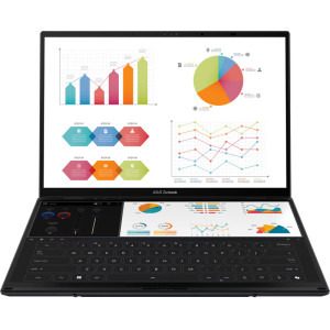 ASUS 14'' Zenbook Duo OLED UX8406CA, FHD+ Touch, Procesor Intel® Core™ Ultra 7 255H (24M Cache, up to 5.10 GHz), 32GB LPDDR5X, 1TB SSD, Intel Arc 140T, Win 11 Pro, Inkwell Gray