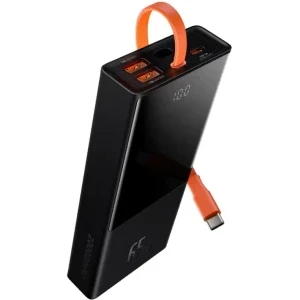 Baseus Elf, 20000 mAh, 2x USB, 1x USB-C, 65 W, Display, Cablu USB-C integrat, Grey