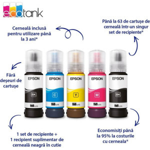 Epson EcoTank L5390, InkJet CISS, Color, Format A4, Retea, Wi-Fi, Fax