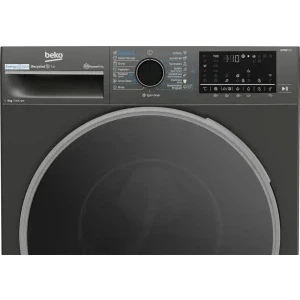 Beko B5WFU69415MB2 ES, 9 kg, 1400 RPM, Clasa A, ProSmart Inverter, EnergySpin, SteamCure, AquaWave, HomeWhiz, Gri