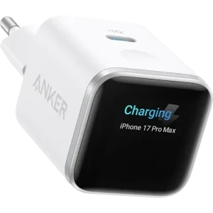 Anker Nano A121DG21, 1x USB-C, Quick Charge 45 W, GaN, Display, White