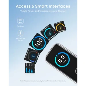 Anker B121BGZ1, 2x USB-C, 1x USB, Quick Charge 100 W, GaN, Display, Grey + Cablu USB-C inclus
