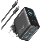 Incarcator retea Anker B121BGZ1, 2x USB-C, 1x USB, Quick Charge 100 W, GaN, Display, Grey + Cablu USB-C inclus