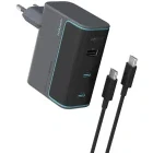 Incarcator retea Cuktech CUKAD1003EUG, 2x USB-C, 1x USB, Quick Charge 100 W, GaN, Grey + Cablu USB-C inclus