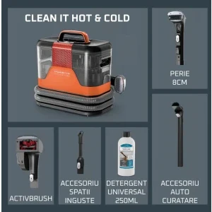 Rowenta Clean It Hot & Cold IN7011F0, cu spalare, 1150W, 1.5L, Portocaliu/Gri