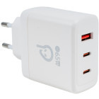 Incarcator retea Spacer SPAR-TRIOQ-04, 2x USB-C, 1x USB, Quick Charge 65 W, GaN, White