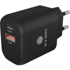 Incarcator retea Icy Box IB-PS102-PD, 1x USB-C, 1x USB, Quick Charge 20 W, Black