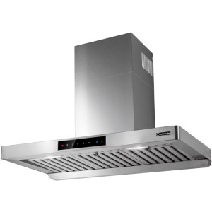 Hota Turbionaire decorativa TTE90WPS, Putere de absorbtie 800 m3/h, Senzor temperatura, Iluminare LED, Clasa A++, 90 cm, Inox