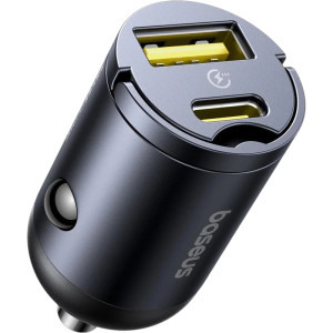 Baseus C00035001121-02, 1x USB-C, 1x USB, 30 W, Black