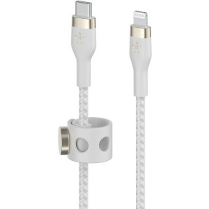Belkin BoostCharge USB-C Male la Lightning Male, braided silicone 2m, White